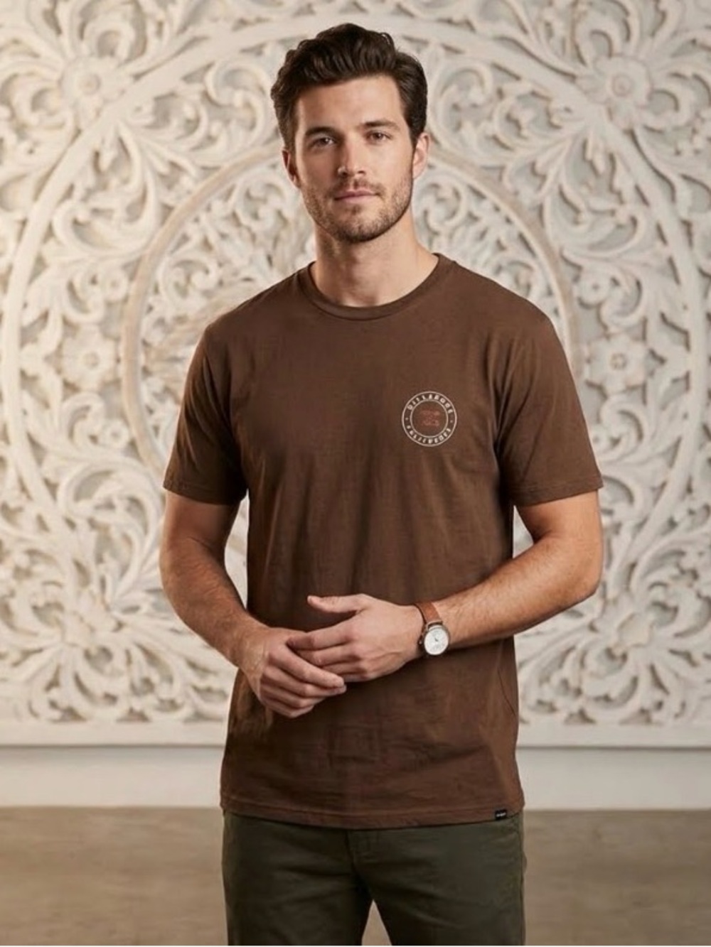 Billabong Men Native Rotor California T-Shirt Olive Medium Graphic T-Shirt sz M